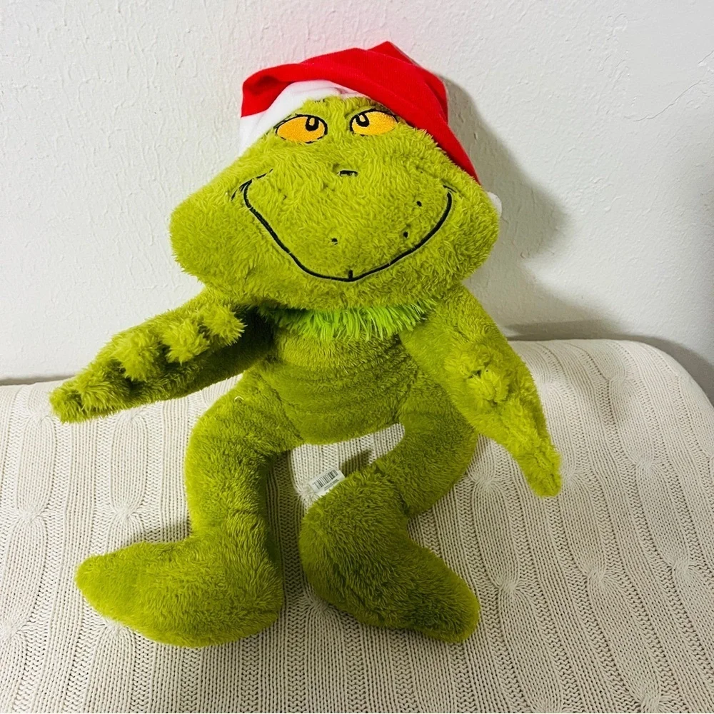 The Grinch Holiday Floppy Plush Pillow with Red Santa Hat How the Grinch Stole